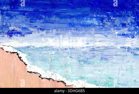 Acrylgemälde der Strandlandschaft im abstrakten Stil Stockfoto