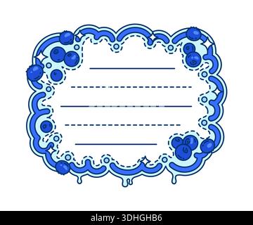 Gefrorene Blaubeere Kinder Memo Note Frame Template Stock Vektor