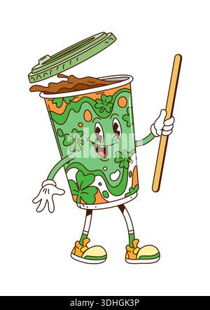 St Patricks grooviger Take-away-Kaffeetassen-Charakter Stock Vektor