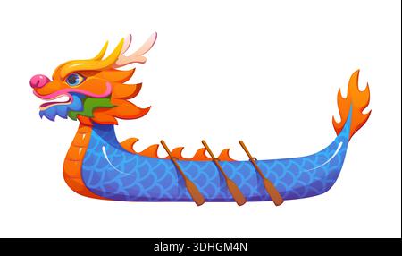 Zeichentrickfilm Drachenboot China Kultursymbol oder -Symbol Stock Vektor
