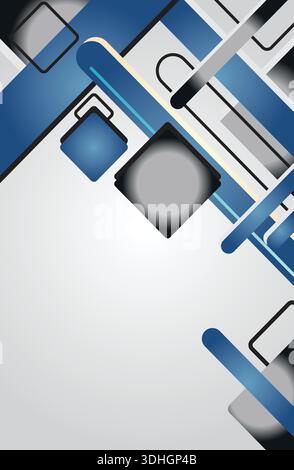 Abstrakte geometrische Komposition mit blauen und schwarzen Formen – moderner künstlerischer Hintergrund Stock Vektor