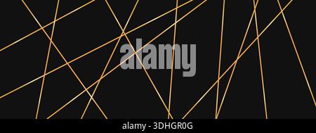 Goldenes diagonales Streifenmuster mit chaotischem Gitter. Luxuriöser Goldhintergrund für Werbung, Cover Stock Vektor