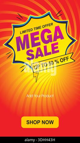 Mega Sale Werbebanner Design Stock Vektor