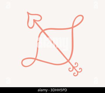 Cupids Bow and Arrow Valentinstag Doodle-Symbol Stock Vektor