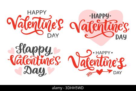 Grußkarten-Set mit Happy Valentines Day-Typografie Stock Vektor