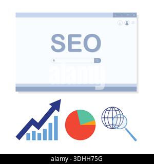 Suchmaschinenoptimierung SEO-Konzept flache Illustration Stock Vektor