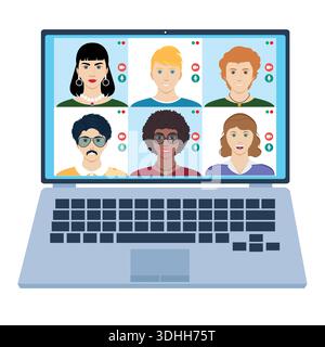 Geschäftsleute, die Online-Meetings von zu Hause aus durchführen Stock Vektor