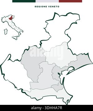 Region Veneto in Italien - Vektorkarte Stock Vektor