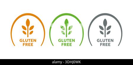 Orangefarbenes glutenfreies Logo. Grau glutenfrei. Glutenfreies Konzept Stock Vektor