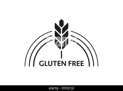 Halbkreisförmig glutenfrei. Glutenfreier Aufkleber auf weißem Hintergrund. Glutenfreies Konzept Stock Vektor