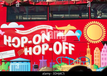 Schweden, Stockholm, offener Touristenbus. Stockfoto