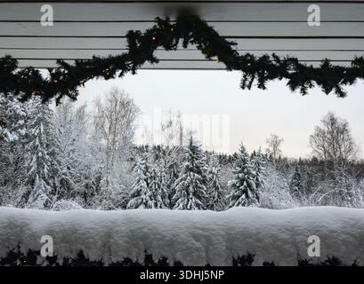 Dekoration für Weihnachten und Schnee im Wald. Partielle Klarheit. Google Pixel 9 Pro XL Stockfoto