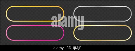 Neonglühendes Pillenbanner. Lichtrahmen für Call-to-Action-Schaltflächen, Website-Header, Elemente der App-Benutzeroberfläche, Spieldesign und futuristische Oberfläche Stock Vektor