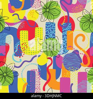 Helles abstraktes Blumenmuster mit nahtlosem Muster Stock Vektor