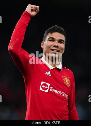 Aktenfoto vom 02/2023 von Casemiro. Manchester United hat bestätigt, dass der Mittelfeldspieler den Verein verlassen wird, wenn sein Vertrag diesen Sommer ausläuft. Ausgabedatum: Donnerstag, 22. Januar 2026. Stockfoto