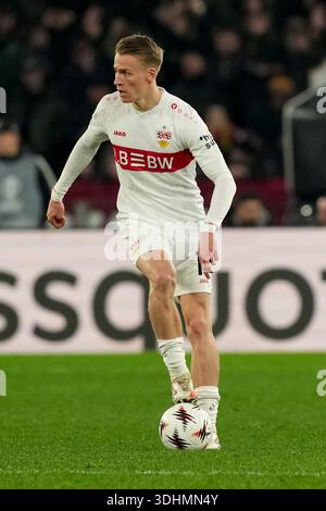 Rom, Italien. Januar 2026. Chris Führich aus Stuttgart während des Fußballspiels der UEFA Europa League 2025/2026 zwischen AS Roma und VfB Stuttgart im Stadio Olimpico in Rom (Italien), 22. Januar 2026. Quelle: Insidefoto/Alamy Live News Stockfoto