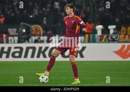Rom, Italien. Januar 2026. Jan Ziolkowski von AS Roma während des Europa-League-Spiels zwischen AS Roma und VfB Stuttgart im Olimpico-Stadion in Rom, Italien, 22. Januar 2026 Mattia Vian Credit: Independent Photo Agency/Alamy Live News Stockfoto