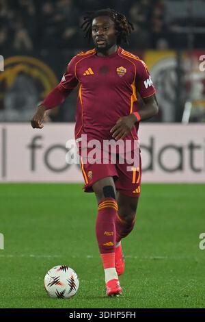 Rom, Italien. Januar 2026. Manu Kone von AS Roma während des Europa-League-Spiels zwischen AS Roma und VfB Stuttgart im Olimpico-Stadion in Rom, Italien, 22. Januar 2026 Mattia Vian Credit: Independent Photo Agency/Alamy Live News Stockfoto