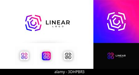 Cyber Security Digital Linear Lock Logo-Symbol. Line Safe Combination Sign Cybersecurity Symbol. Datenschutz Abstract Secure Code Network Stock Vektor