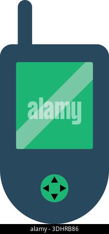 Symbol für tragbares GPS-Gerät mit grünem Bildschirm und Richtungstasten Vektorillustration Stock Vektor