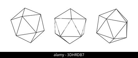 Monochrom Drahtmodell Rasterform. Abstrahieren Sie die geometrische Spiralform des 3D-Sechsecks Stock Vektor