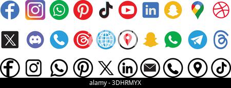 Sammlung Von Social Media Symbolen – Social Media App Icons Bundle Stock Vektor
