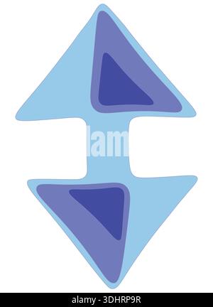 Vertikales blaues Grafikelement mit mehrschichtigen Farbtönen und weichen Ecken, geeignet für Tech-Logos, modernes Branding und abstrakte dekorative Vektormuster. Stockfoto