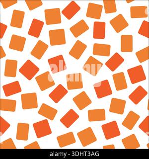 Abstraktes nahtloses geometrisches Muster mit abgerundeten Quadraten in Orangetönen Stockfoto