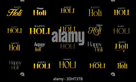 Happy holi englische Textkalligraphie, Happy holi Texteffekt, Happy holi Kalligraphie Stock Vektor