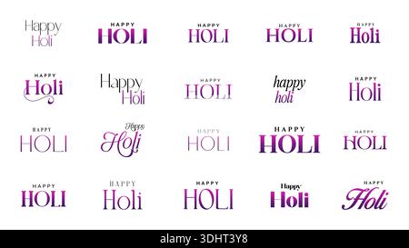 Happy holi englische Textkalligraphie, Happy holi Texteffekt, Happy holi Kalligraphie Stock Vektor