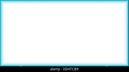 Futuristischer Rand in Cyan Neon auf schwarzem leeren Raum für Text Design Element Stock Vektor