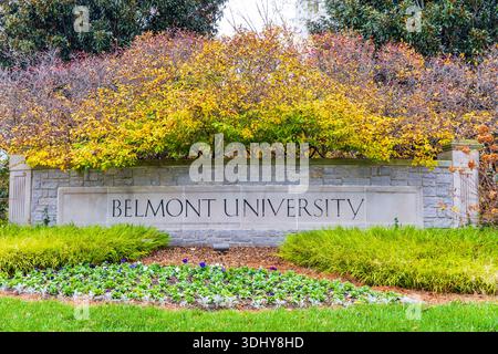 Nashville, TN – 24. November 2025: Die Belmont University ist eine private christliche Universität in Nashville, Tennessee, USA. Stockfoto
