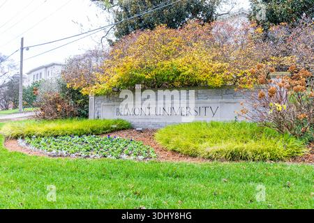 Nashville, TN – 24. November 2025: Die Belmont University ist eine private christliche Universität in Nashville, Tennessee, USA. Stockfoto