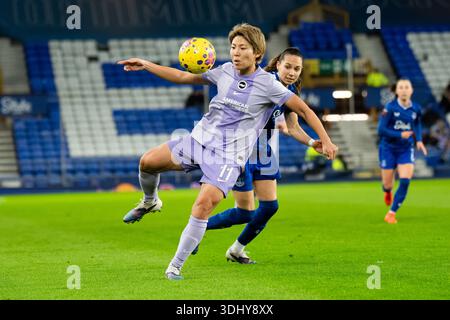 UK. Januar 2026. Everton FC gegen Brighton FC Barclays Womens Super League GOODISON PARK ENGLAND - 23. Januar 2026 Kiko Seike aus Brighton während des Barclays Women’s Super League Spiels zwischen Everton FC und Brighton FC im Goodison Park am 23. Januar 2026 in Liverpool, England. Quelle: ALAN EDWARDS/Alamy Live News Stockfoto