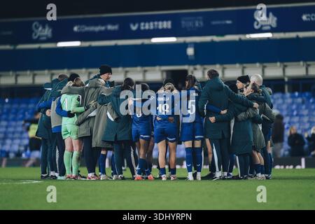 Liverpool, UK, 23. Januar 2026: Everton-Team nach Niederlage gegen Brighton Women in der WSL im Goodison Park, Adam Edwards/Alamy Live News Stockfoto