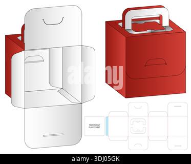 Modell für Box Packaging mit Dieline-Vorlage Stock Vektor