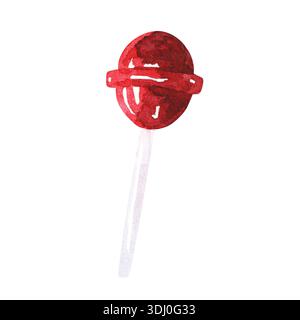 Aquarell handgezeichnete Illustration von rotem Lutscher in Aquarell für Banner, Karten, Flyer, Social Media Hintergrundbilder, Web, Aufkleber, Stockfoto