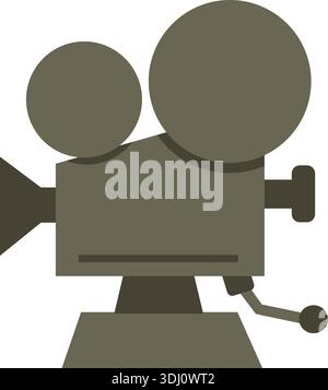 Stilvolle Silhouette einer klassischen Filmkamera mit zwei Rollen und einem seitlichen Objektiv Stock Vektor