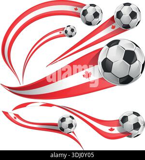 Kanadische Flagge und Fußballsymbole Stock Vektor