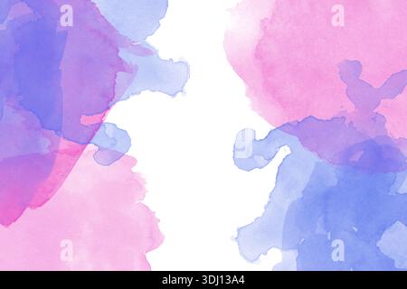 Traumhafte Aquarellwäsche in Pastellrosa und Blau mit weichen Kanten. Ideal für ätherische Hintergründe, romantische Schreibwaren und kreative Grafikprojekte. Stockfoto