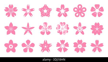 Sakura Kirschblüten Blumenset für Frühlingshochzeiteinladung, japanisches Hanami-Muster und romantische Karte oder Hintergrund. Vektorsammlung von Stock Vektor