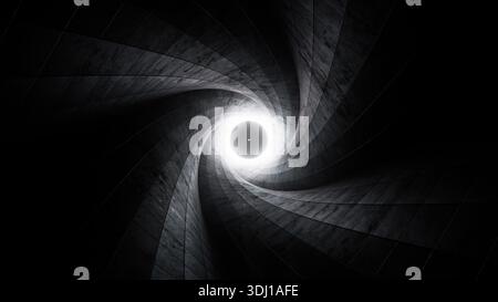 3D-Rendering von dunklem, abstraktem Betoninneren Tunneldesign mit Beleuchtung. 3D-Abbildung. Stockfoto