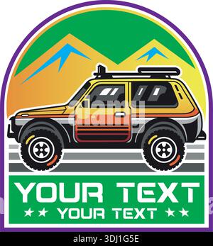 Design des Lieferwagens und des Mauntein-Logos pro Vektor Stock Vektor