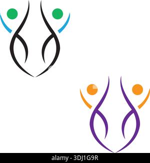 Logo-Konzept „Fitness for Active Life“ Community-, Netzwerk- und Social-Media-Symbol Pro Vector Stock Vektor