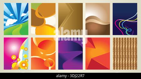 Bunte Sammlung abstrakter Hintergründe mit geometrischen Formen und Verläufen – Vektorsatz Stock Vektor
