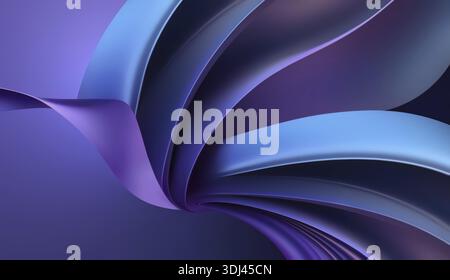 Farbenfrohe, wirbelnde Formen in Violett- und Blautönen schaffen einen lebendigen abstrakten Hintergrund, der ein fließendes Design zeigt, das das visuelle Interesse und die Sehkraft steigert Stockfoto