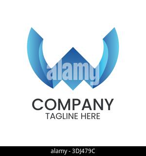 Letter W-Logo-Design mit 3D-Gradient Curve Vector Template. Stock Vektor
