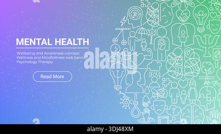 Web-Banner Für Die Leitung Für Psychische Gesundheit Stock Vektor