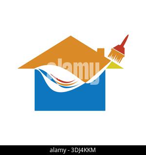 Hochwertiger Malhaus-Icon-Vektor für Renovierungs-, Innen- und Außenpflegeprojekte. Perfekt für Apps, Websites, Banner und echte Tests Stock Vektor