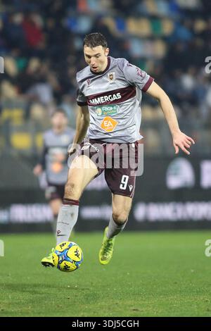Frosinone, Italien. Januar 2026. Andrija Novakovich von A.C. Reggiana 1919 ist am 21. Tag der Serie BKT Meisterschaft zwischen Frosinone Calcio und A.C Reggiana 1919, 24. januar 2026 im Benito Stirpe Stadion in Frosinone, Italien, im Einsatz. Quelle: Unabhängige Fotoagentur/Alamy Live News Stockfoto